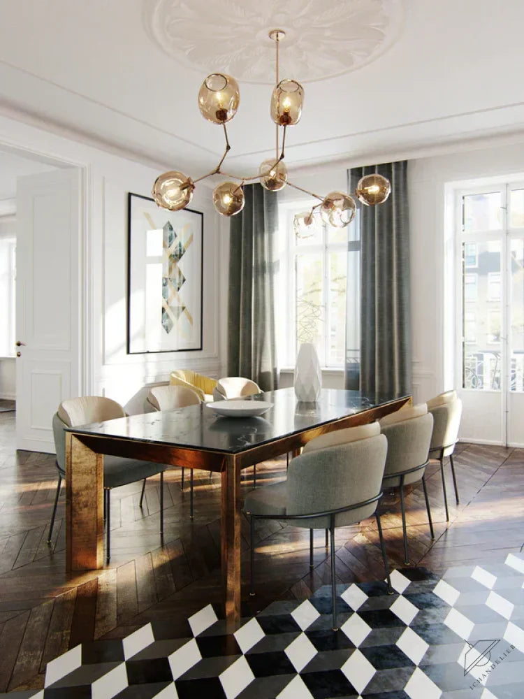 Modern Sputnik Smoky Gray/Amber Glass Branch Chandelier for Kitchen Island/Dining Room