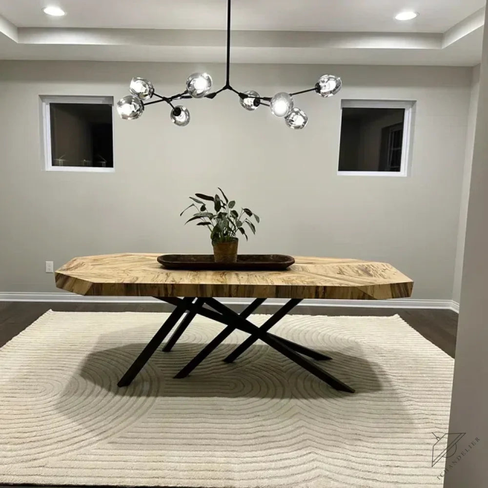 Modern Sputnik Smoky Gray/Amber Glass Branch Chandelier for Kitchen Island/Dining Room