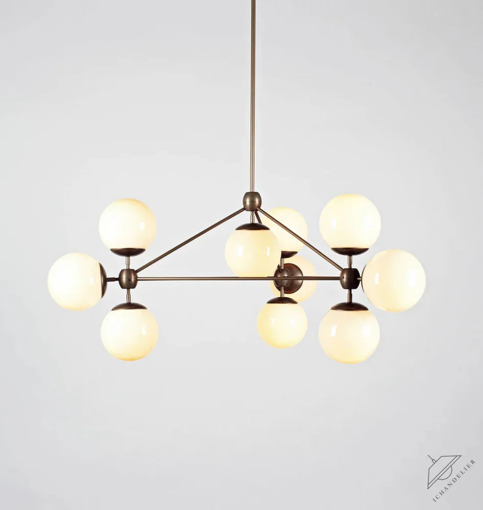 Modo Chandelier - 3 Sided, 10 Globes