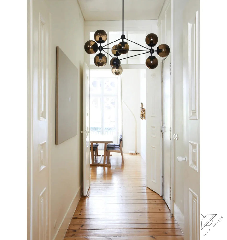 Modo Chandelier - 3 Sided, 10 Globes