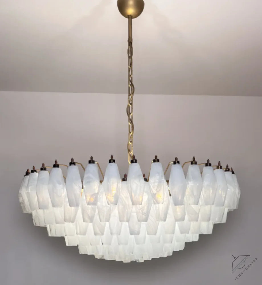 Murano Chandelier – Poliedri – 185 glass – White Alabaster