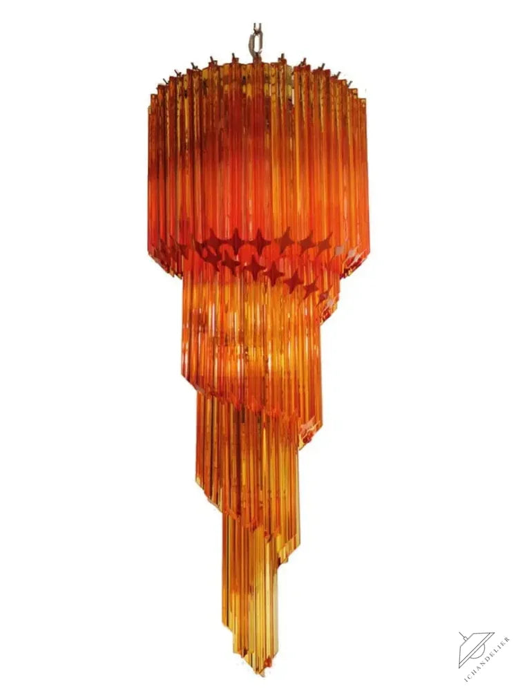 Murano Chandelier – Spiral – 86 prisms – Amber