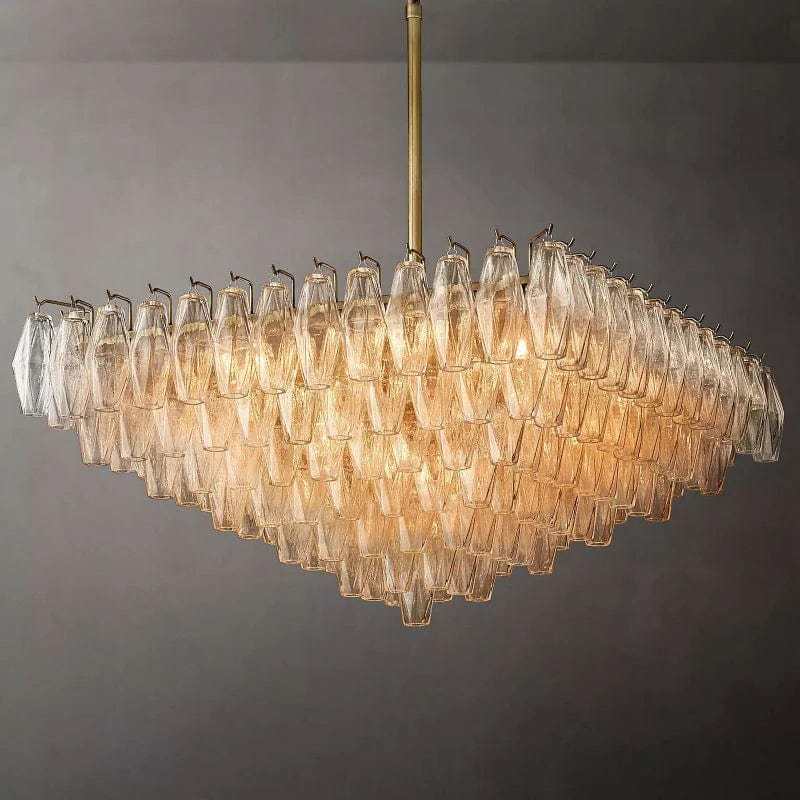Chiala Clear Glass TieredSquare Chandelier 32"