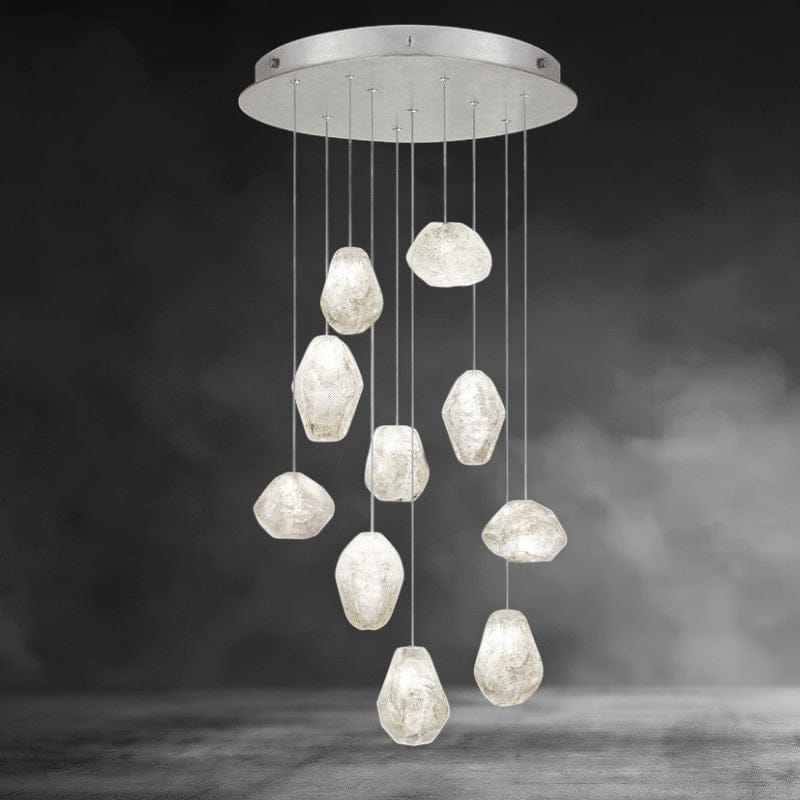 10 - Light / Nickel Nature-inspired round chandelier