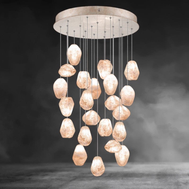 22 - Light / Brass Nature-inspired round chandelier