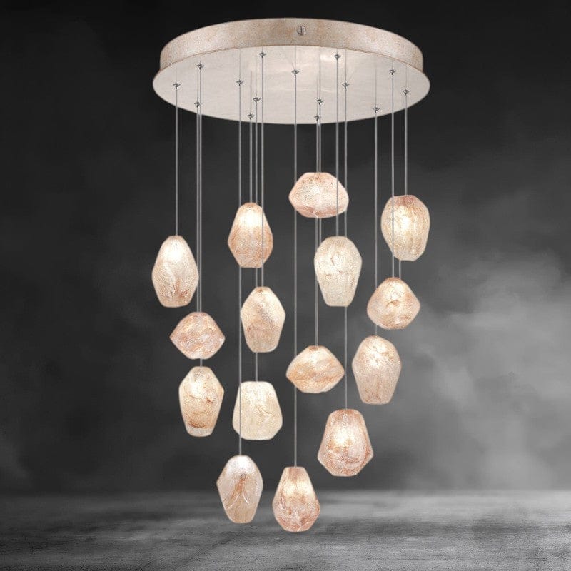 15 - Light / Brass Nature-inspired round chandelier