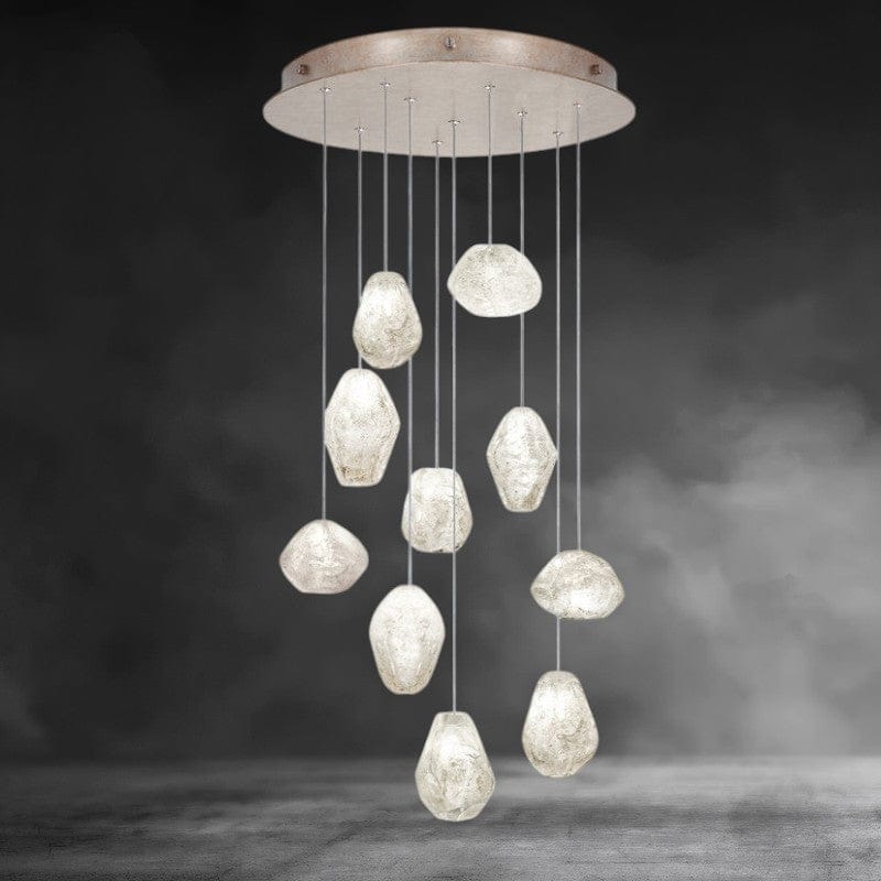 10 - Light / Brass Nature-inspired round chandelier
