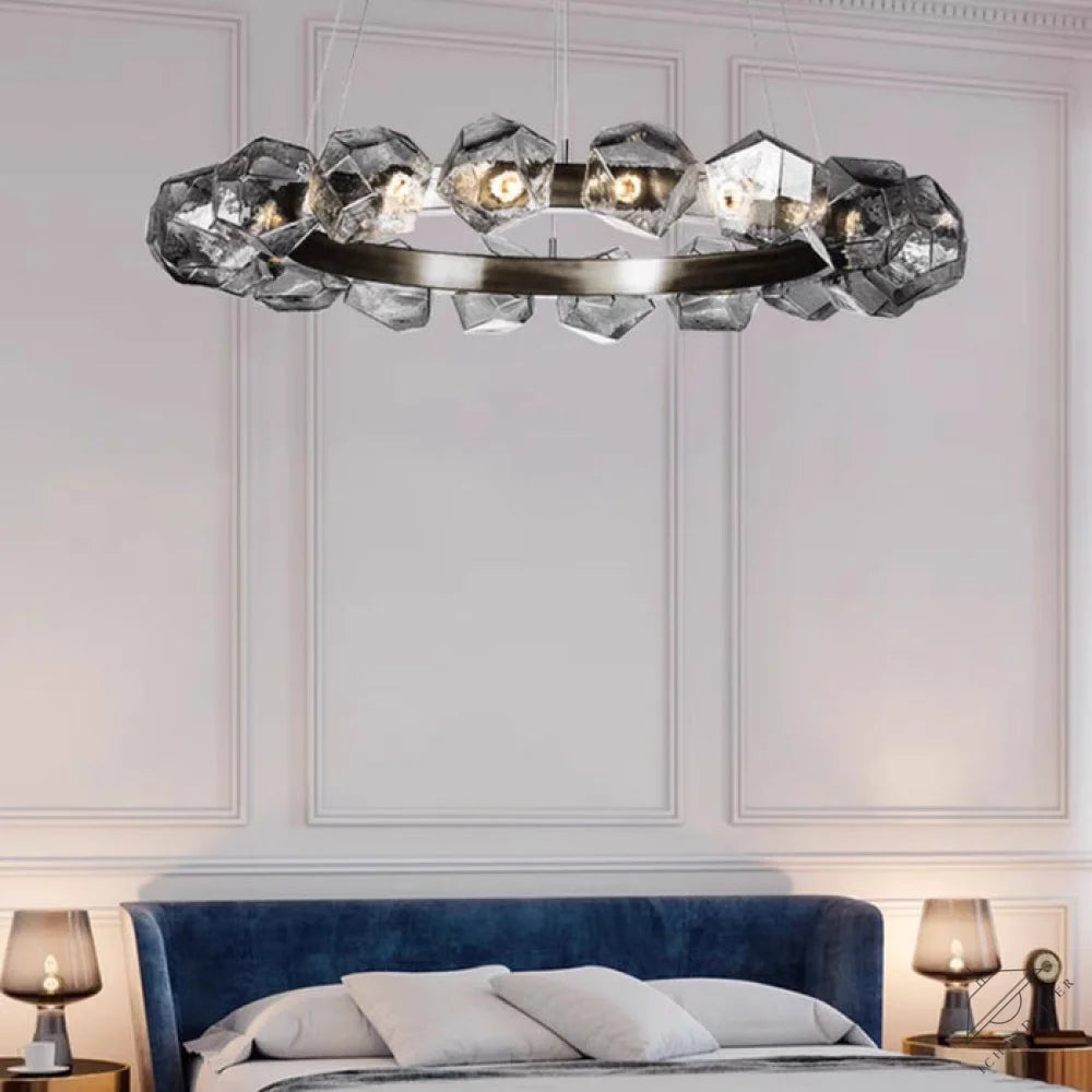 Nordic Minimalist Glass Circle Art Chandelier for Living/Dining Room/Bedroom