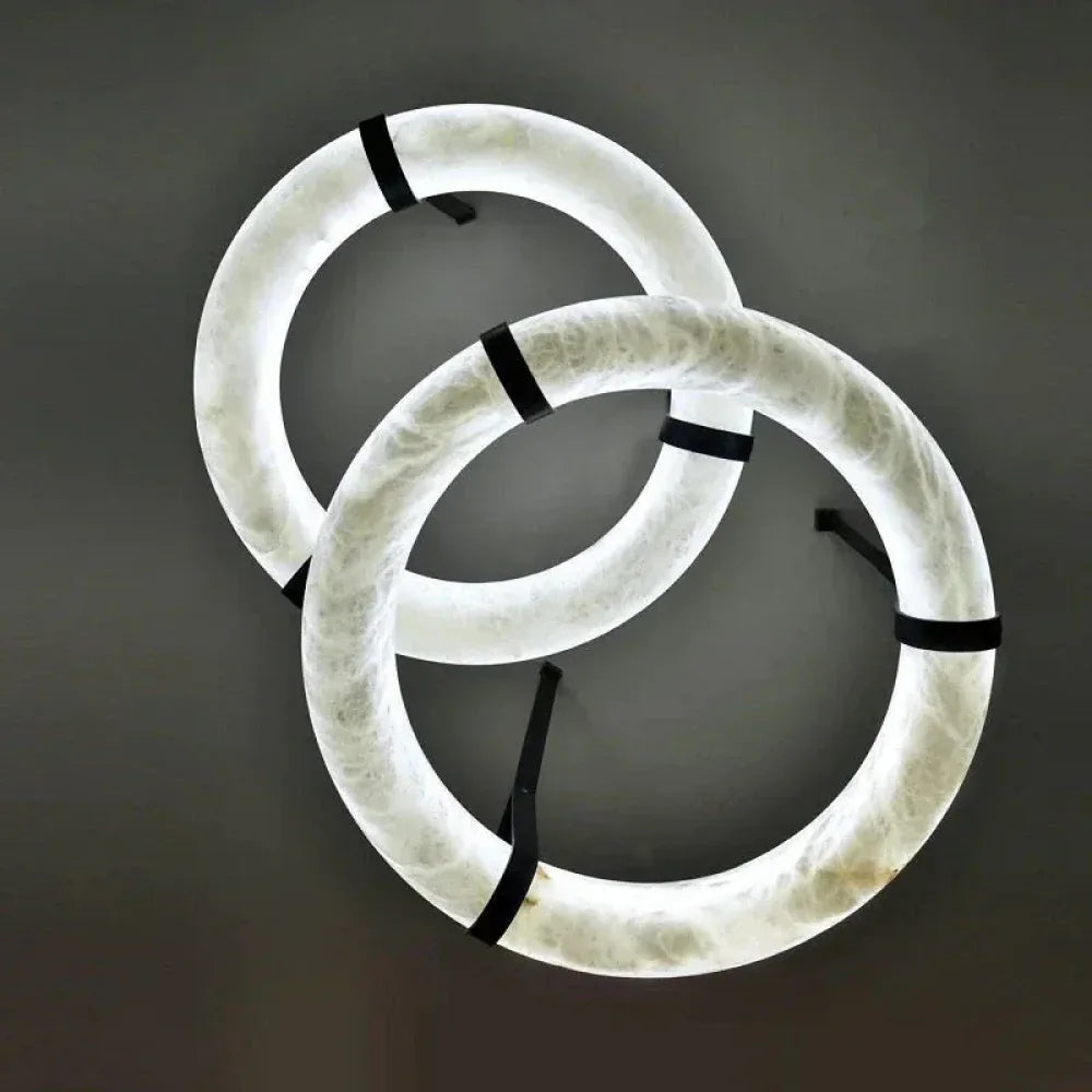 Ogden Pendant Alabaster Chandelier, Halo Ring Modern Chandelier 11.8", 19.7", 23.6", 31.5", 39.4", 50"