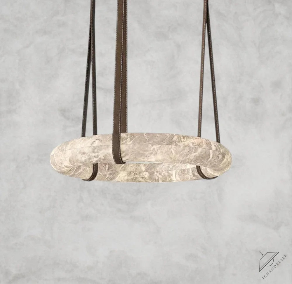 19.7" D Single Ring Ogden Pendant Alabaster Chandelier, Halo Ring Modern Chandelier 11.8", 19.7", 23.6", 31.5", 39.4", 50"