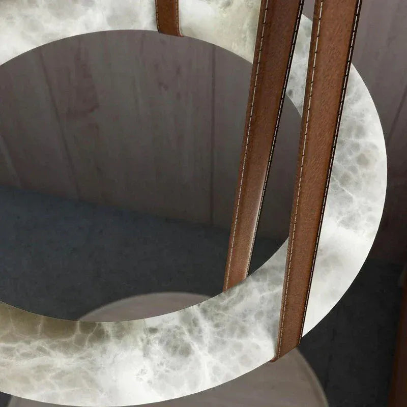 Ogden Pendant Alabaster Chandelier, Halo Ring Modern Chandelier 11.8