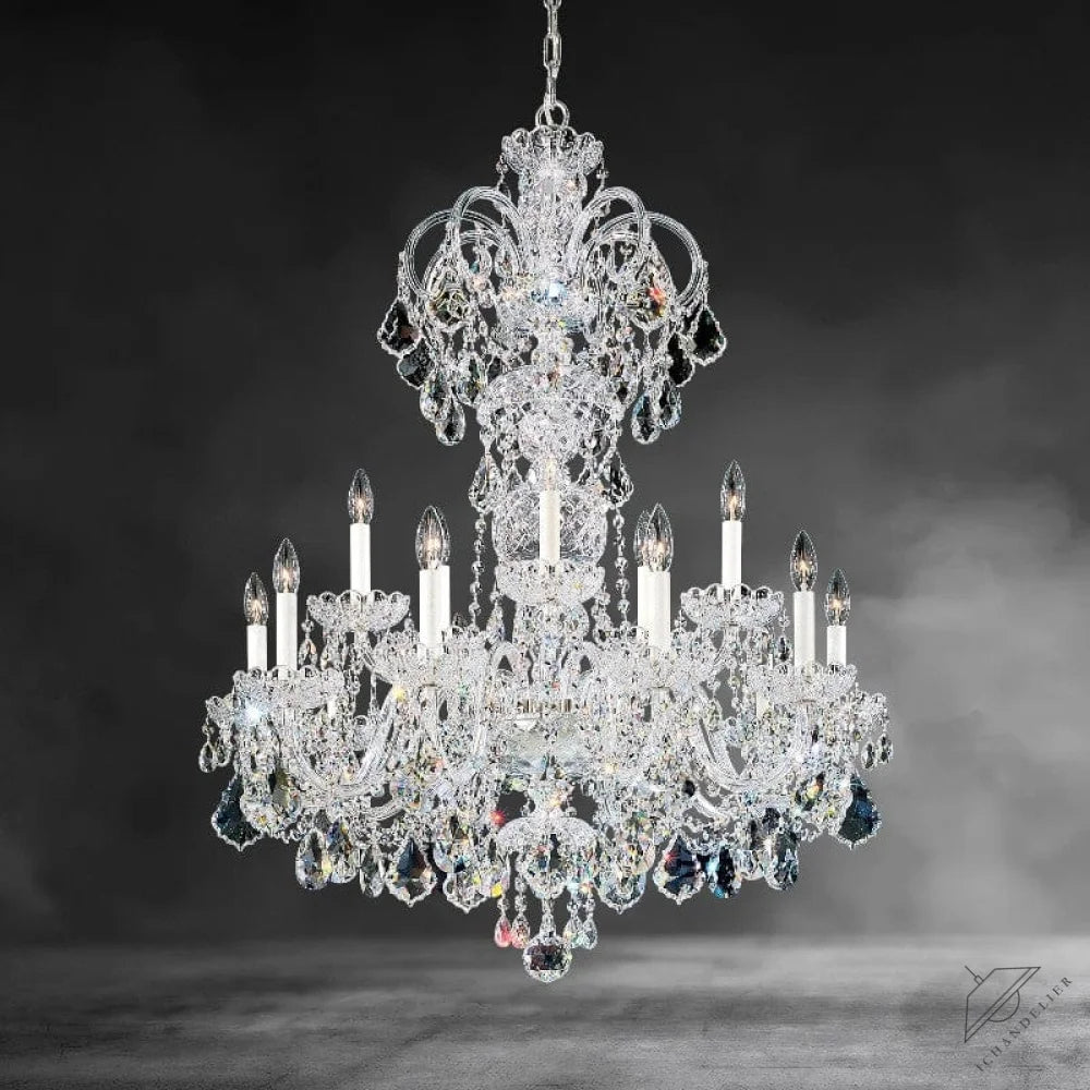 Silver / Clear Heritage Crystal Olde World 15-light Crystal Chandelier 32"