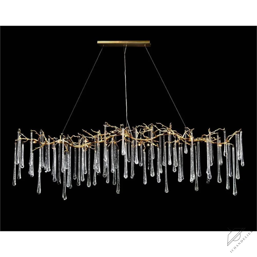 Ombrhic Glass Teardrop Fourteen-Light Horizontal Chandelier