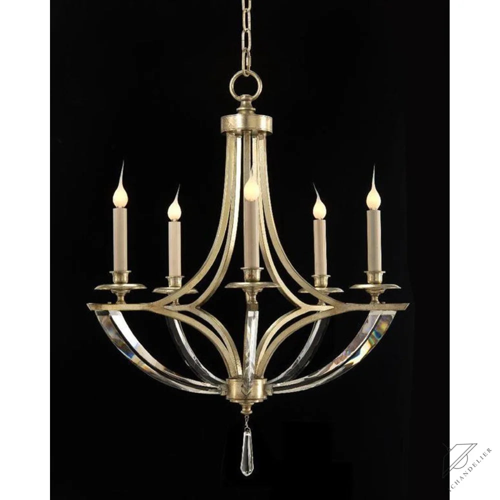 Oval crystal candlestick five-light chandelier24"