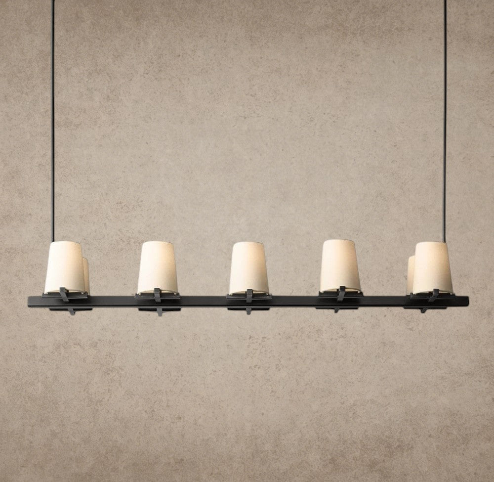 49" / Bronze Pauillac Fabric Shade Linear Chandelier 49", 60"