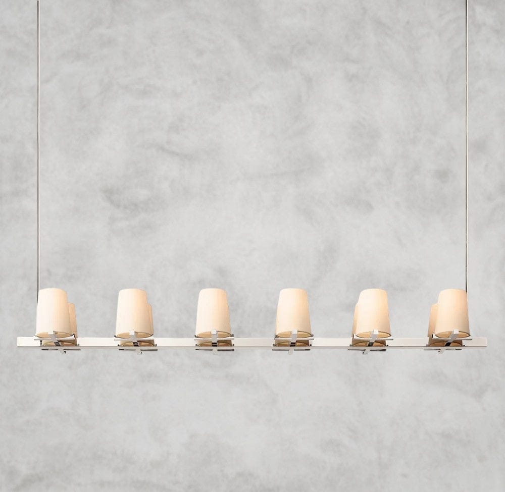 60" / Nickle Pauillac Fabric Shade Linear Chandelier 49", 60"