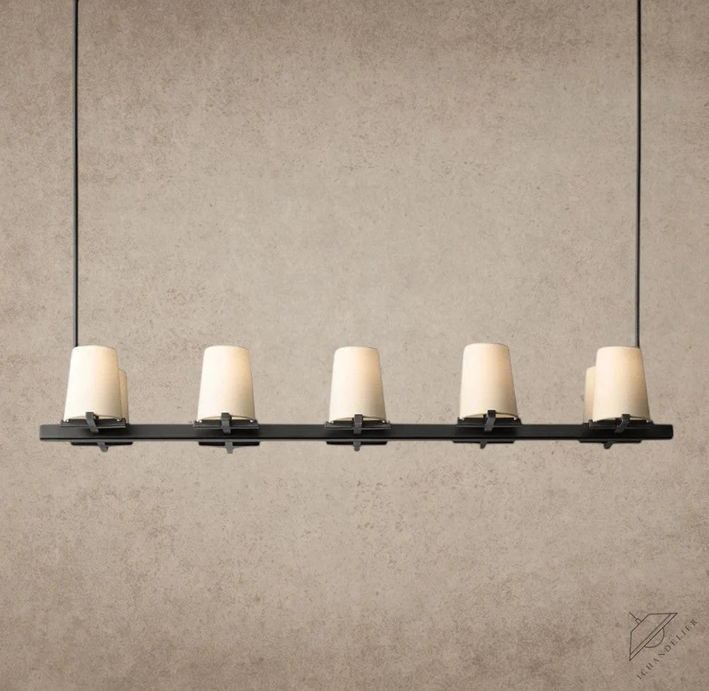 49" / Bronze Pauillac Fabric Shade Linear Chandelier 49", 60"