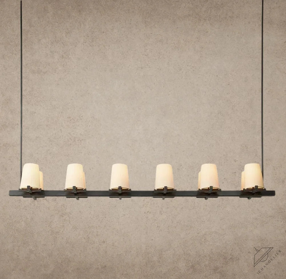 60" / Bronze Pauillac Fabric Shade Linear Chandelier 49", 60"