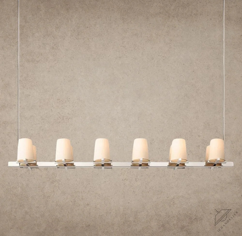 60" / Nickle Pauillac Fabric Shade Linear Chandelier 49", 60"