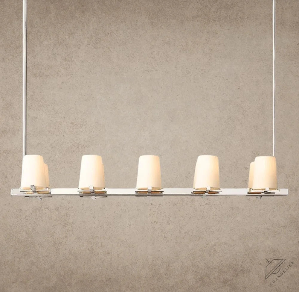 49" / Nickle Pauillac Fabric Shade Linear Chandelier 49", 60"