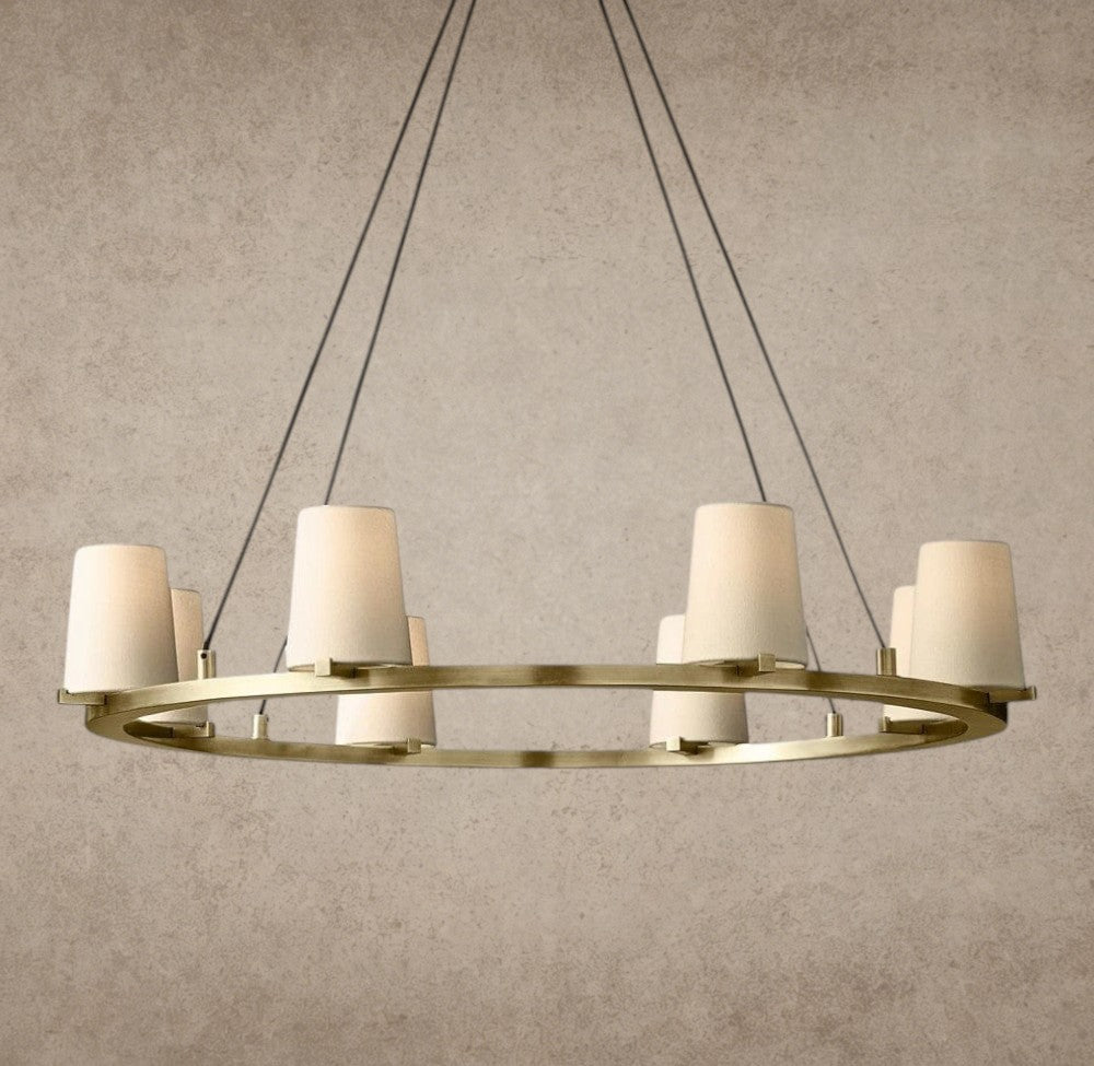 36" / Brass Pauillac Fabric Shade Round Chandelier 36", 48", 60"