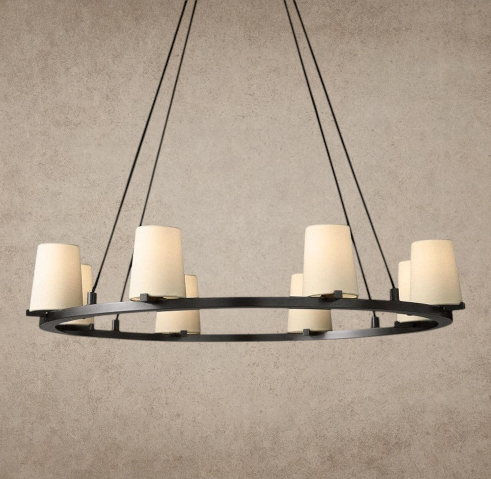 36" / Bronze Pauillac Fabric Shade Round Chandelier 36", 48", 60"