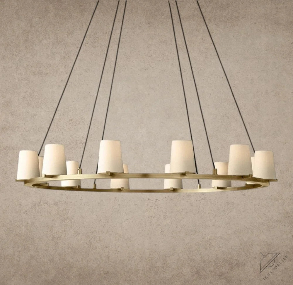 48" / Brass Pauillac Fabric Shade Round Chandelier 36", 48", 60"
