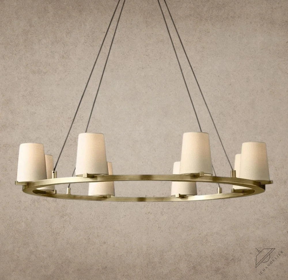 36" / Brass Pauillac Fabric Shade Round Chandelier 36", 48", 60"