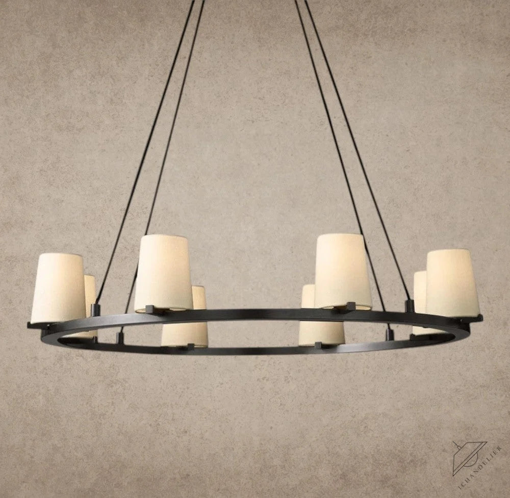 36" / Bronze Pauillac Fabric Shade Round Chandelier 36", 48", 60"