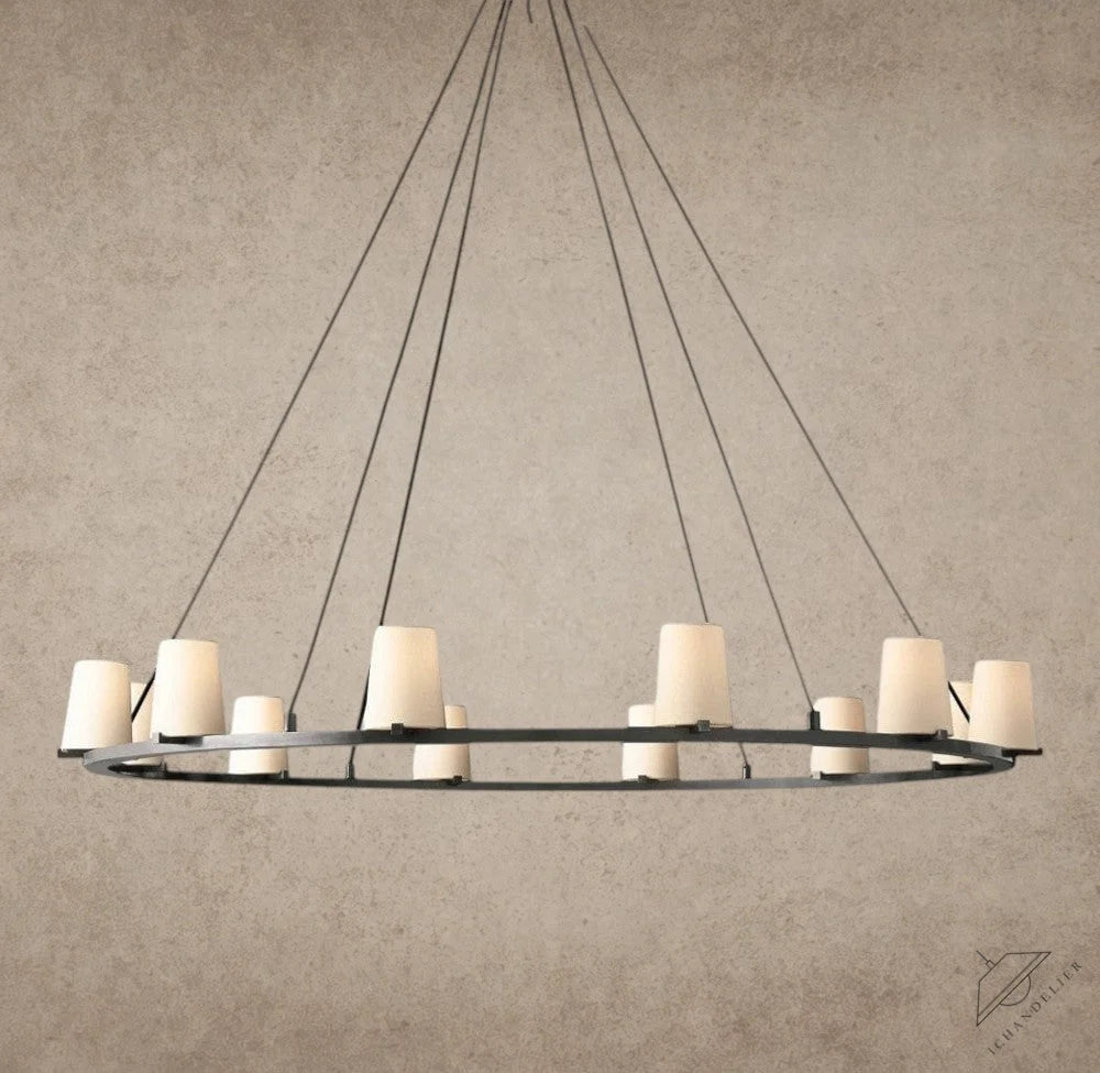 60" / Bronze Pauillac Fabric Shade Round Chandelier 36", 48", 60"