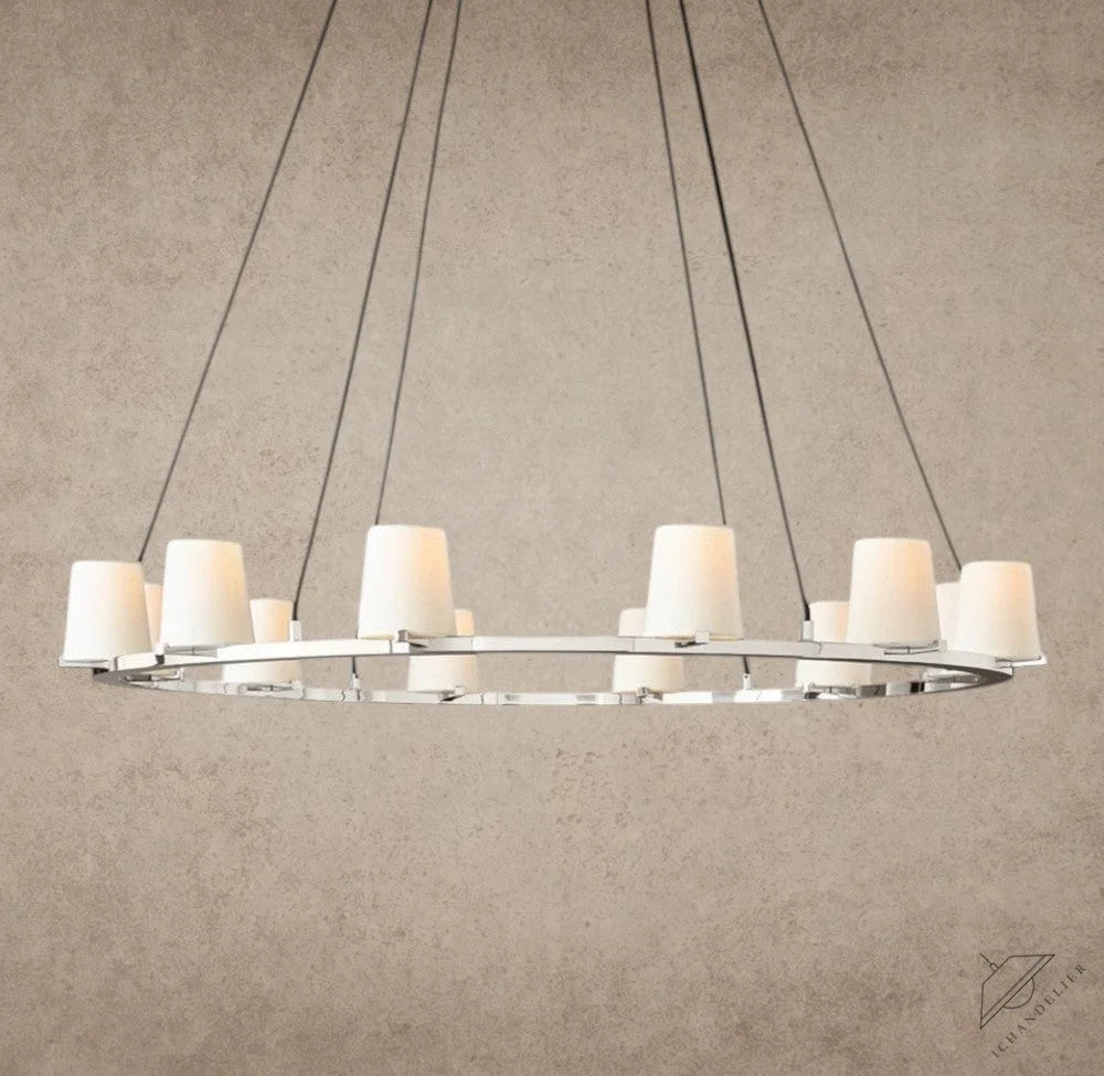 48" / Nickle Pauillac Fabric Shade Round Chandelier 36", 48", 60"