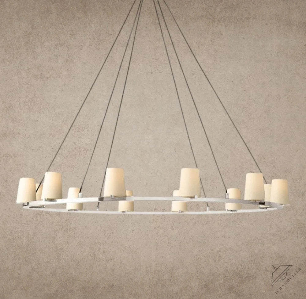 60" / Nickle Pauillac Fabric Shade Round Chandelier 36", 48", 60"