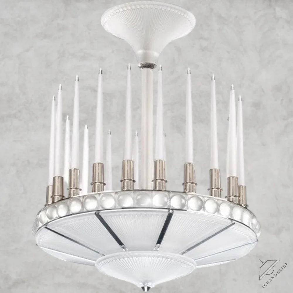 Nickel Peres Candles Chandelier 27D"