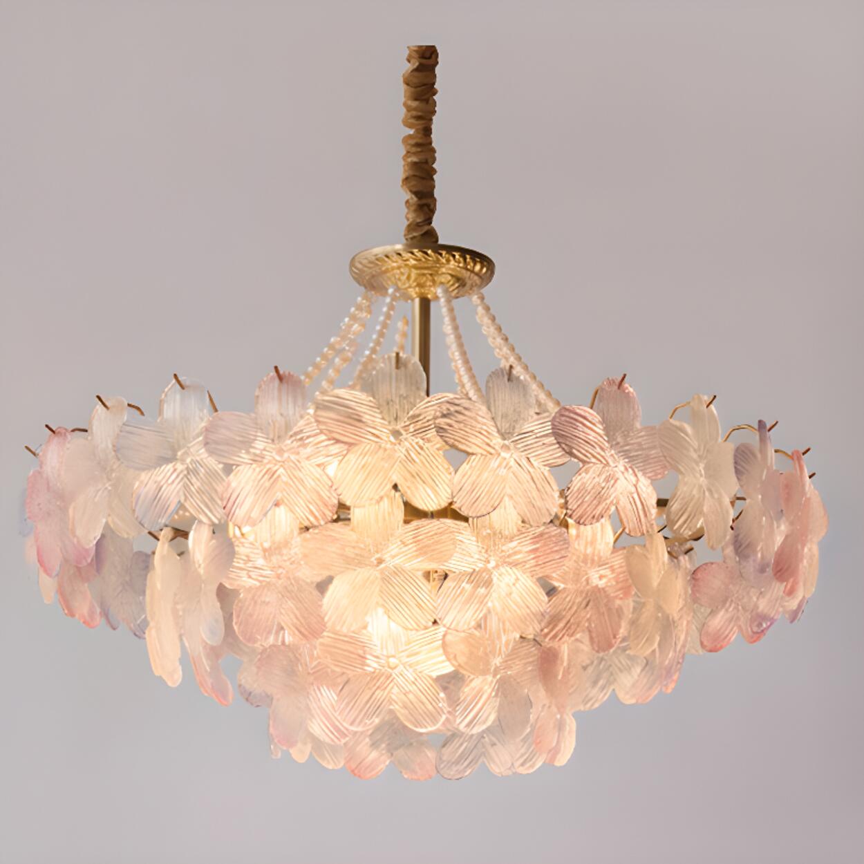 Pink Floral Crystal Chandelier