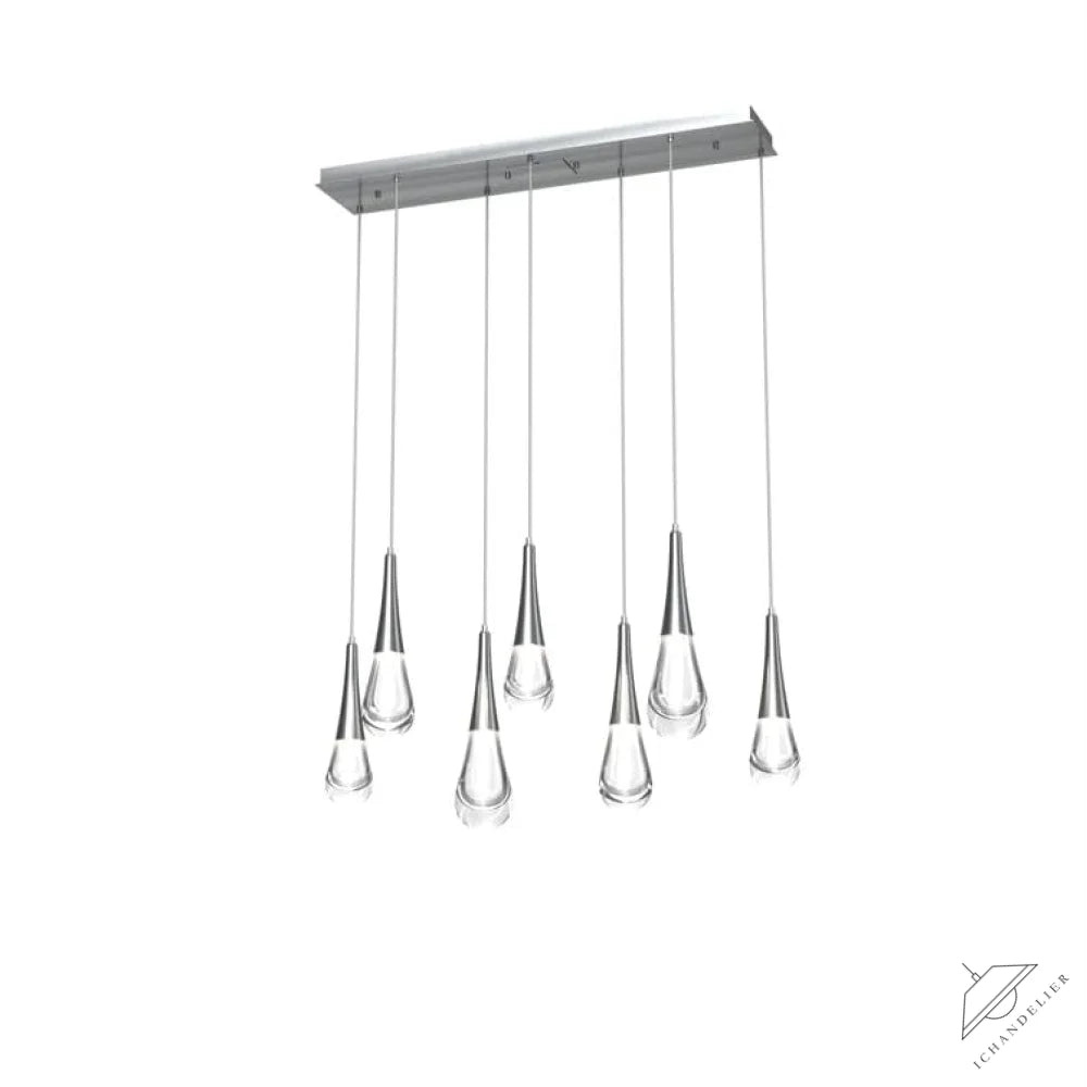 Nickle Pluvia 7-Light Linear Chandelier Pendant For Living room Family room Dining Room Bedroom