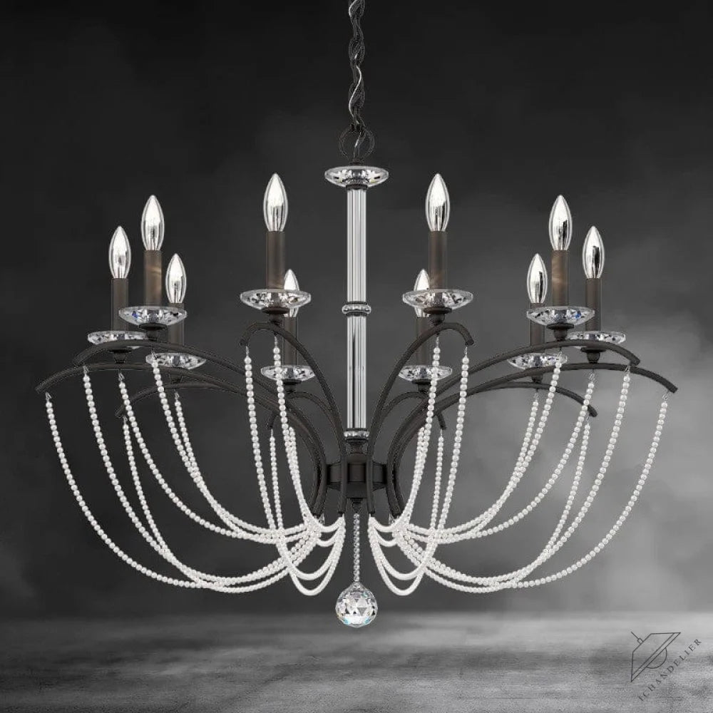 Black / Clear Optic Crystal Priscilla Crystal Candlestick Chandelier 36"