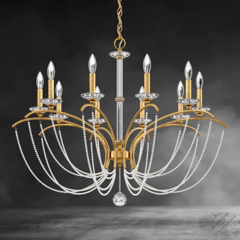 Heirloom Gold / Clear Optic Crystal Priscilla Crystal Candlestick Chandelier 36"