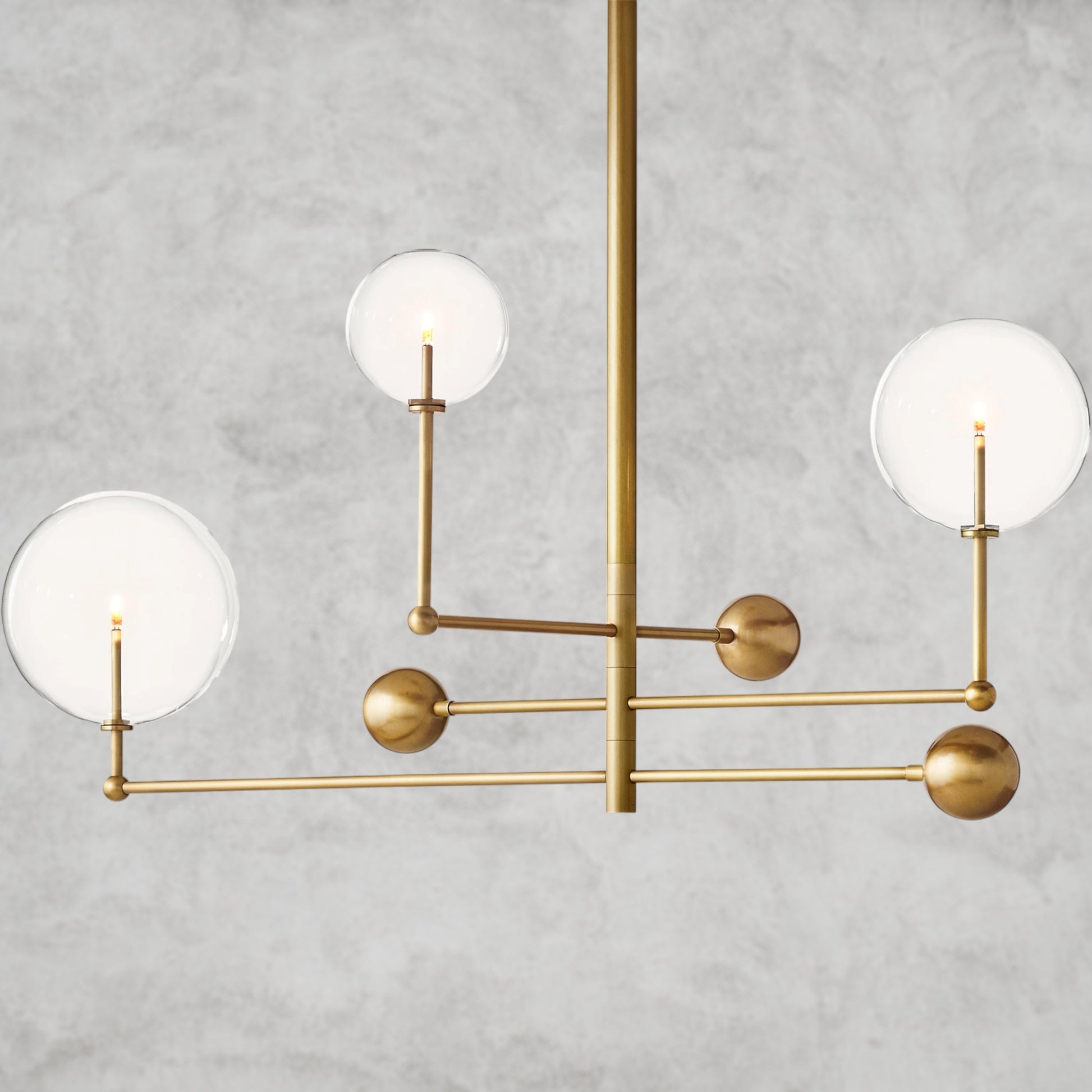 Glass Globe Mobile Three-Arm Chandelier 46"