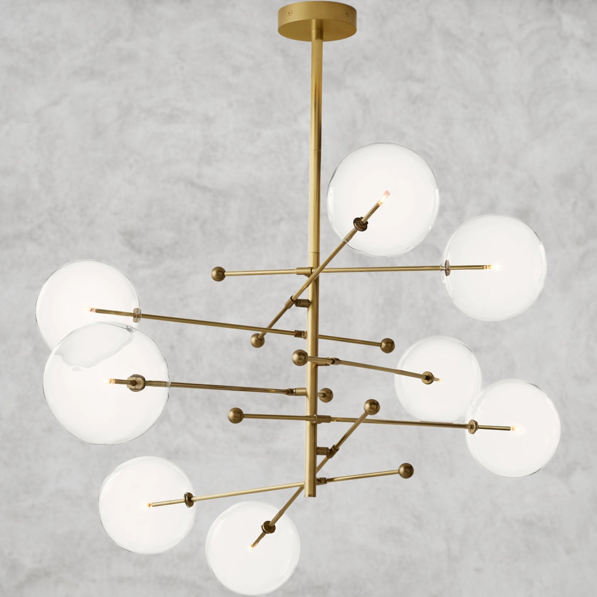 Glass Globe Mobile Eight-Arm Chandelier 79"