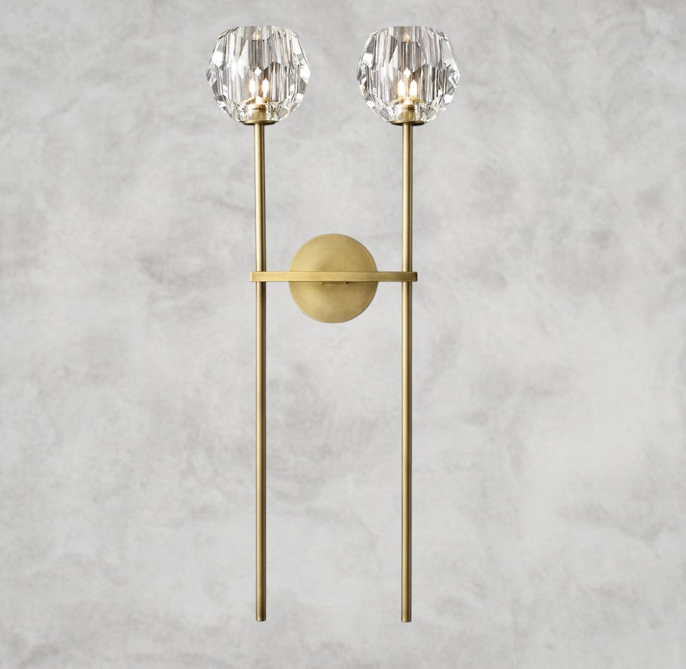 Boule De Cristal Clear Glass Grand Double Sconce