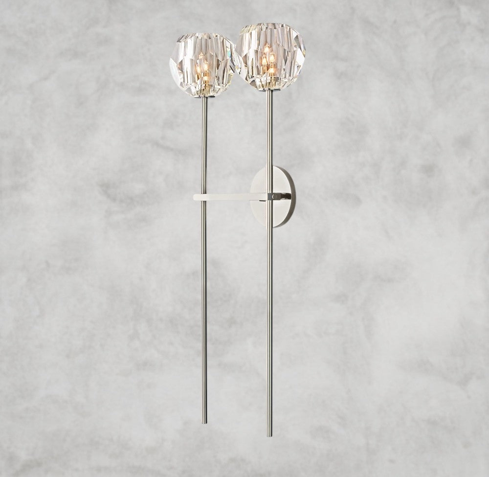 Boule De Cristal Clear Glass Grand Double Sconce