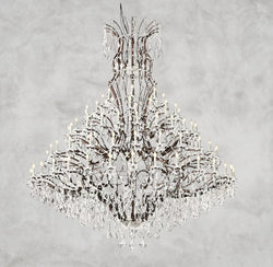 19th C. Rococo Iron & Crystal Round Chandelier 18", 28", 33", 40", 60", 101"