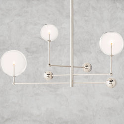 Glass Globe Mobile Three-Arm Chandelier 46"