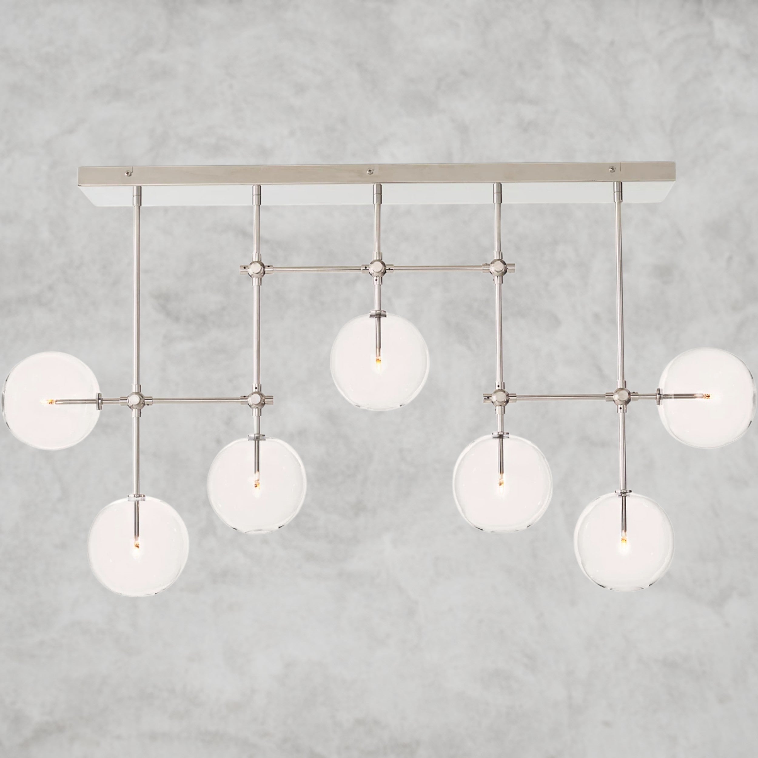 Glass Globe Mobile Linear Chandelier 60