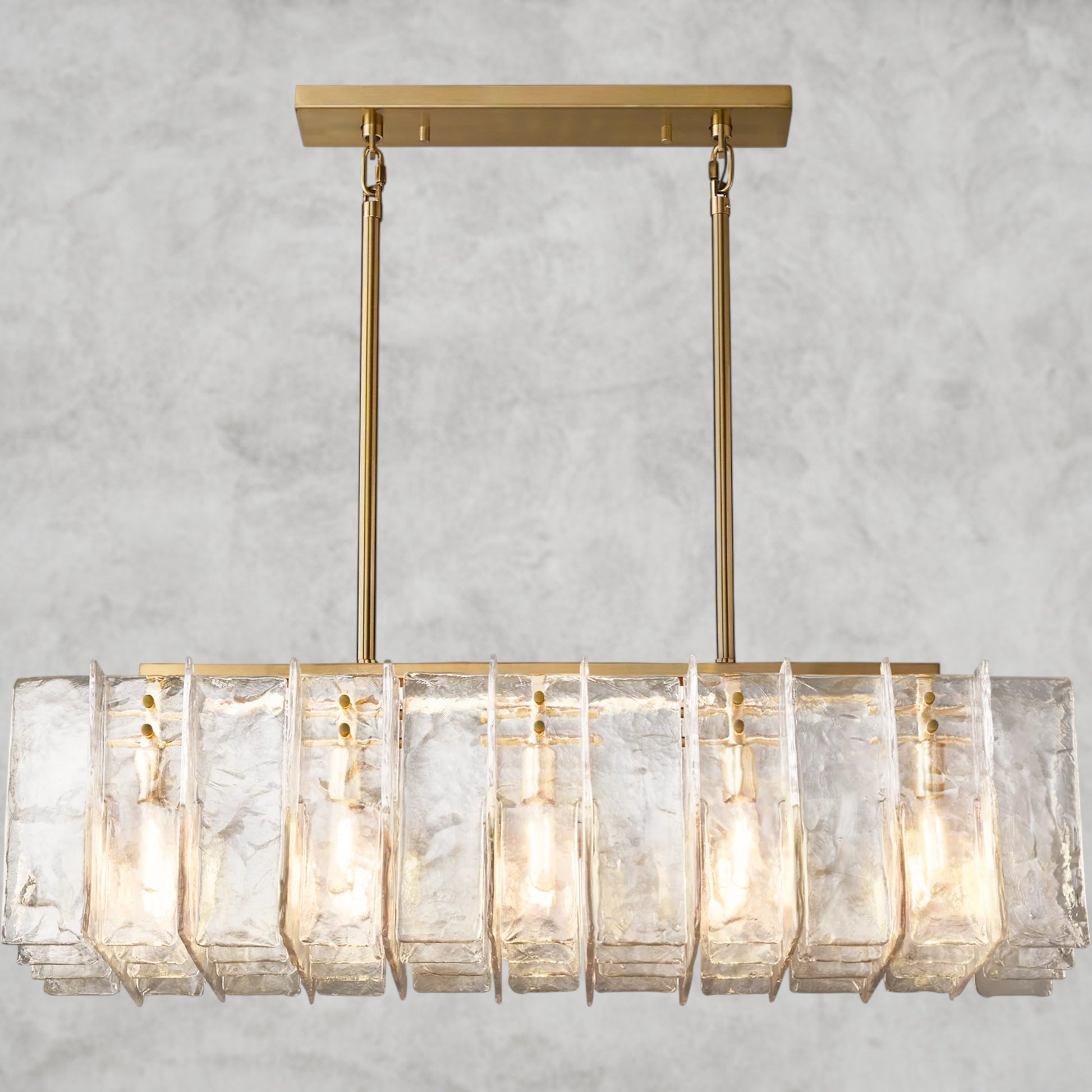 Lattice Clear Glass Rectangular Chandelier 49", 67"