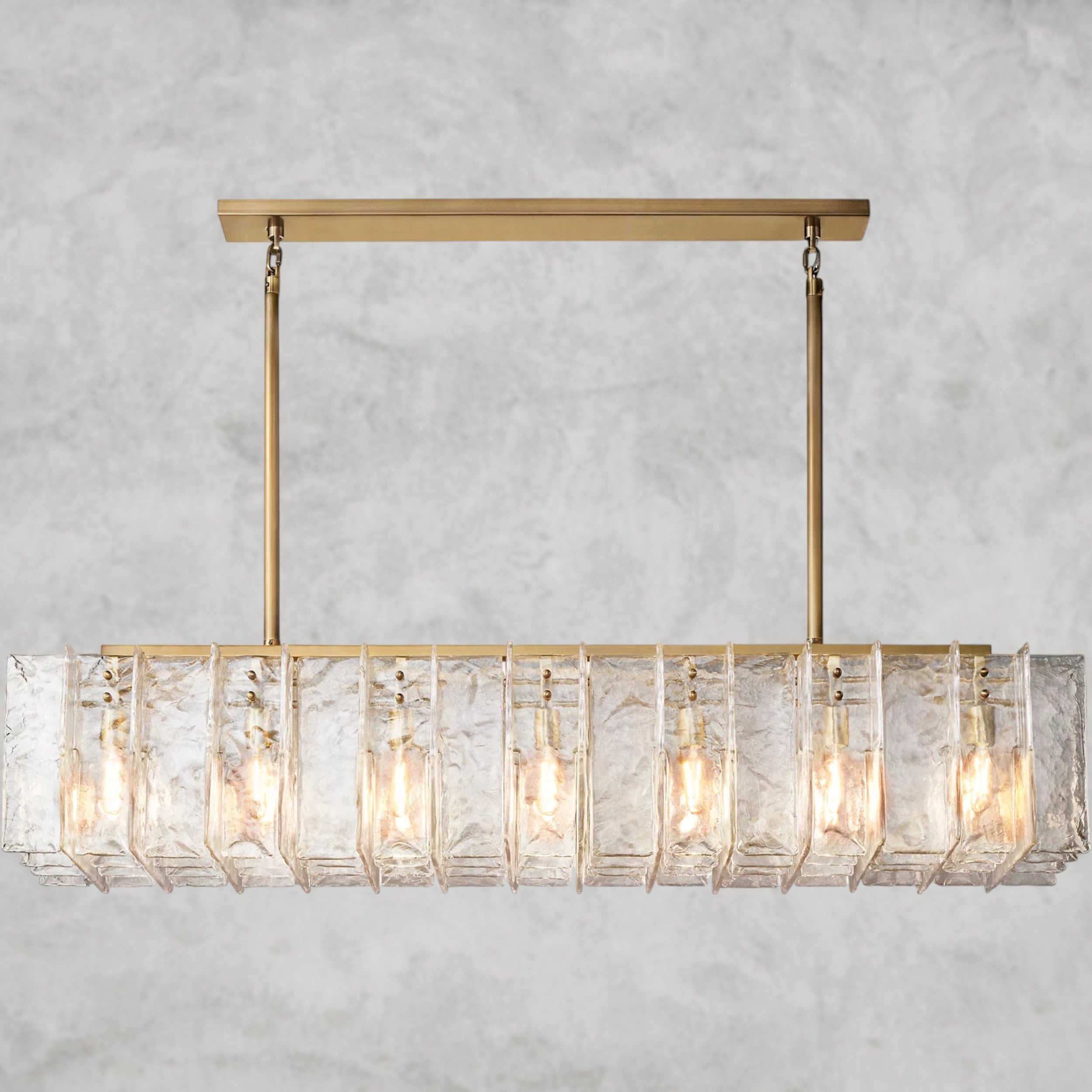 Lattice Clear Glass Rectangular Chandelier 49