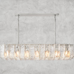 Lattice Clear Glass Rectangular Chandelier 49", 67"