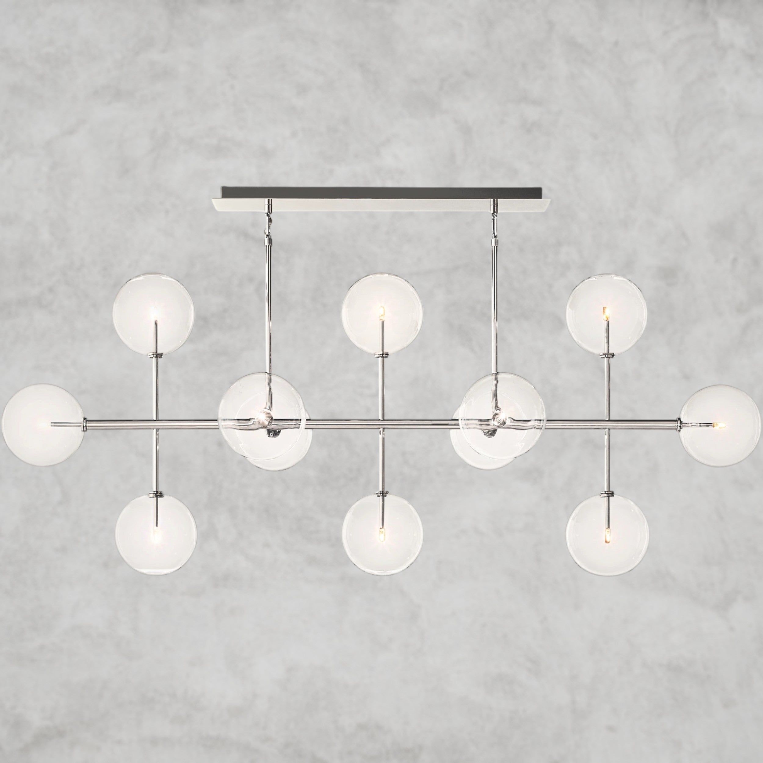 Glass Globe Mobile Linear Chandelier 72