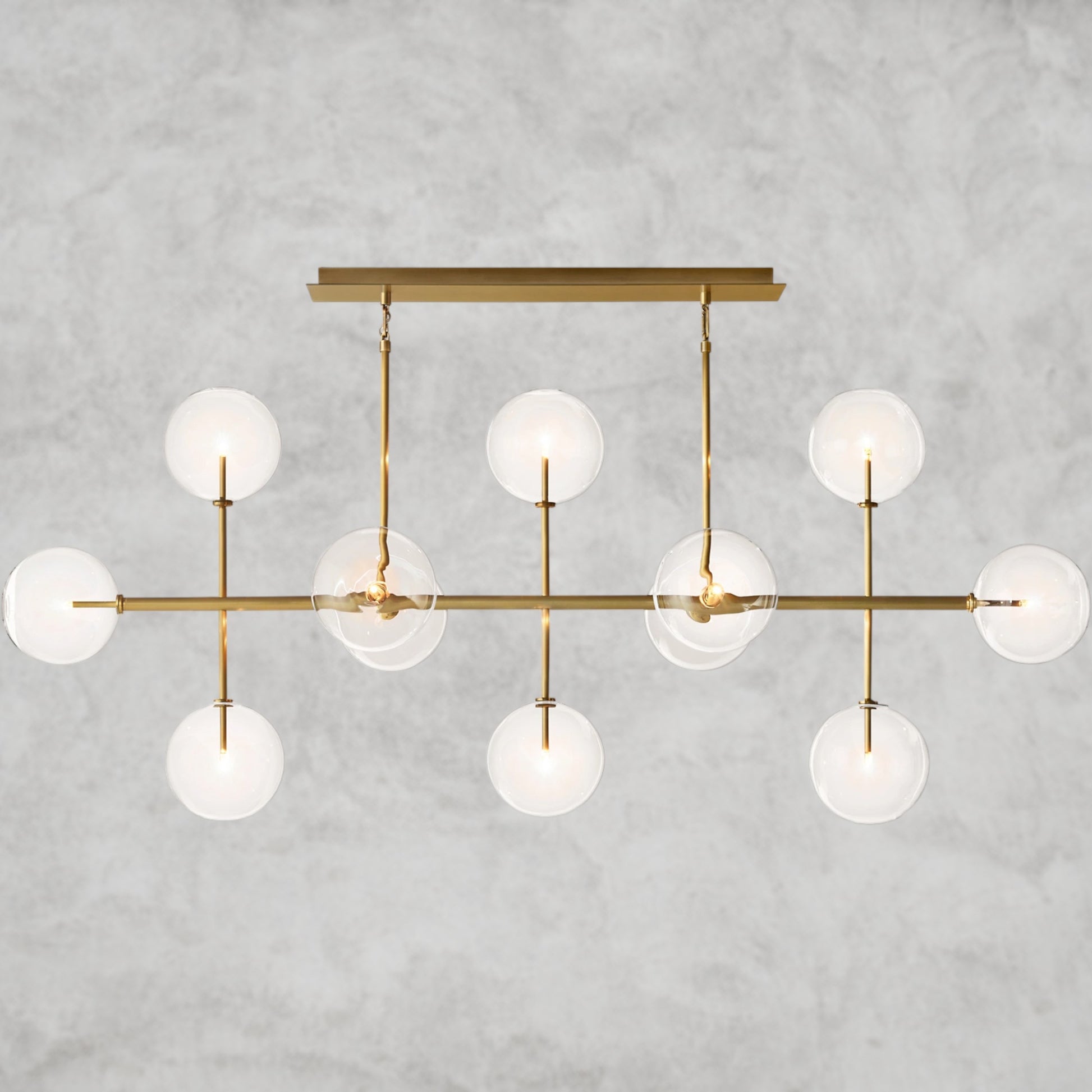 Glass Globe Mobile Linear Chandelier 72"