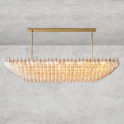 CHIARA CLEAR/ SMOKE GLASS TIERED RECTANGULAR CHANDELIER 54", 74"